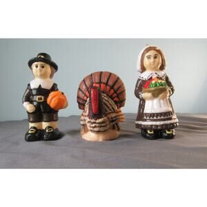 Vtg. Thanksgiving Candles Pilgrims Turkey 90s Nostalgia Autumn Fall Holiday New